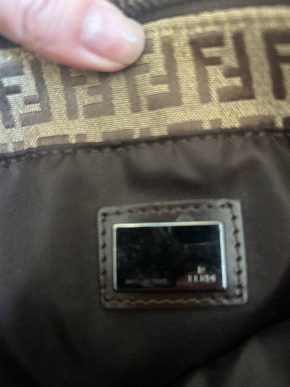 Fendi Beige and Brown FF Logo Canvas Tote with Dark Brown Straps - Picture 6 of 7